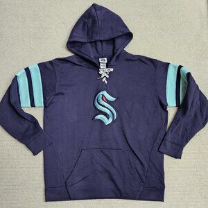 Seattle Kraken NHL Blue Hoodie Sweatshirt XL Men's Kangaroo Pocket Cozy Fleece